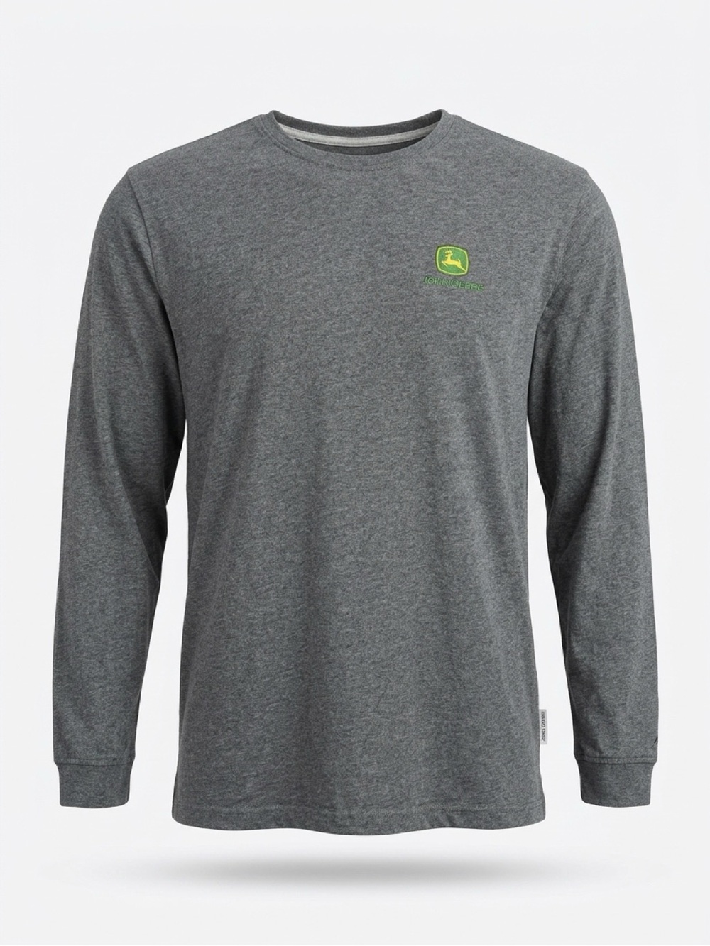 John Deere Long Sleeve T-Shirt Mens Large Gray Heather Embroidered Logo Nothing